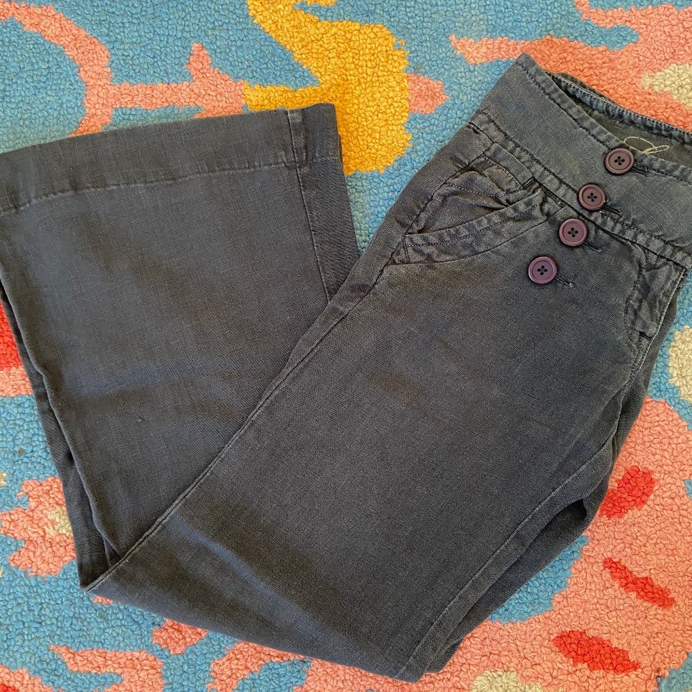 Anthropologie Level 99 Linen Sailor Wide Legs, 27